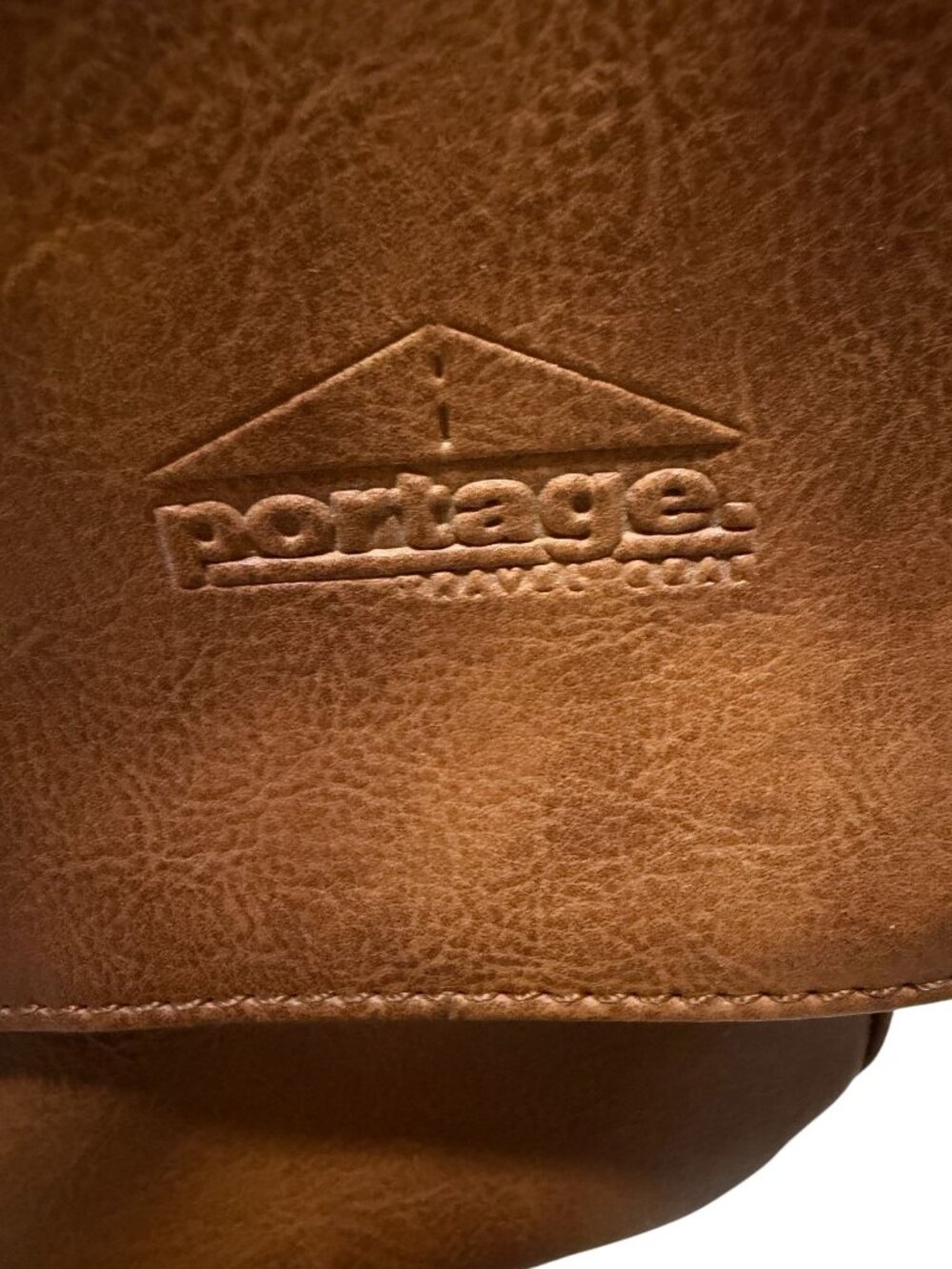 Portage Brown Faux Leather Messenger Bag Adjustable Strap Large Crossbody - Picture 2 of 10